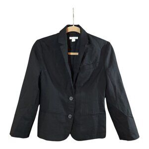 Garnet Hill Black Wool Blend Single-breasted 2-Button Blazer Career Women's 2